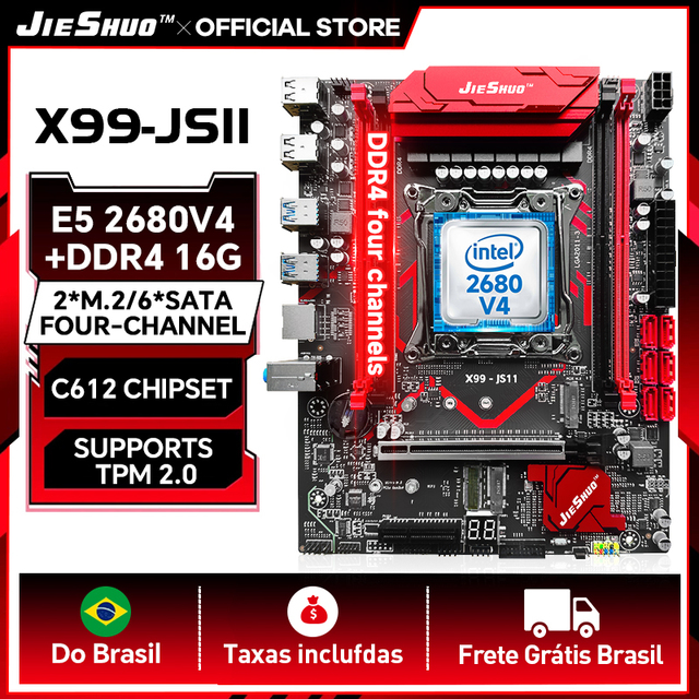 JIESHUO X99JS11 LGA 2011-V3 Micro ATX Motherboard 4 Channel DDR4 Intel XEON E5 V3/V4 CPUs for Desktop PC Server Mainboard M.2