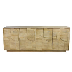 Buffet en bois massif naturel Paxton avec panneaux avant texturés et rangement spacieux - Product Image 1
