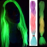 Lupu — Extensions capillaires synthétiques, 24 pouces, 100g, cheveux fluorescents, lumineux Jumbo pour tresses lumineuses dans la nuit