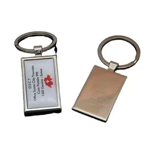 wholesale cheap blank silver key chain sticker epoxy with laser text on backside