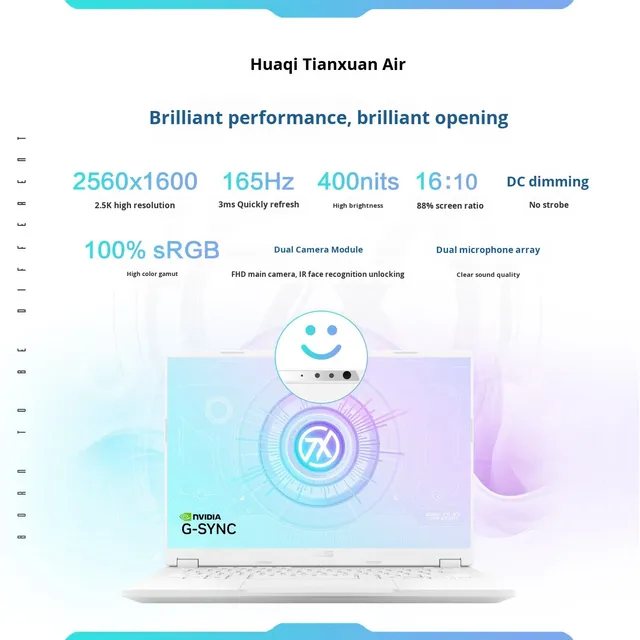 Tianxuan Air 2025 Sierra Dragon AMD Ryzen 8-Core 5GHz AI 7 5060 165Hz 2560x1600 Dedicated Graphics Card Backlit Gaming Laptop