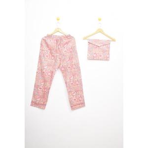 Conjunto de Pijama Floral con Estampado Digital para Mujer, Ropa de Dormir de Algodón Satinado Vintage, Manga Tres Cuartos, Cierre con Cordón, para Verano - Product Image 4