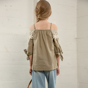 Blusa 2017 para niña, nuevo diseño de primavera, hombros descubiertos, manga 3/4 normal - Product Image 6