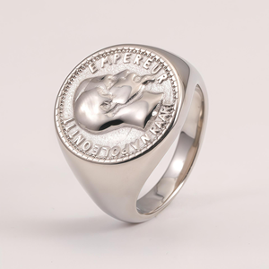 Bague Chevalière Portrait <span class=keywords><strong>Napoléon</strong></span> pour Hommes et Femmes en Acier Inoxydable 316L Plaqué <span class=keywords><strong>Or</strong></span> 24K, Bijoux Rétro Français pour la Vente en Gros - Product Image 5