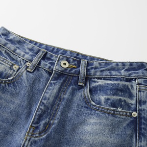 Jeans <span class=keywords><strong>pour</strong></span> femmes taille mi-haute coupe droite longueur intégrale délavé ourlet brut non extensible en denim coton polyester style décontracté streetwear vente en gros - Product Image 3