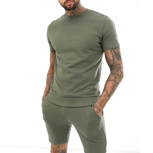 High Quality <b>Men's</b> Summer Fitness Twin <b>Sets</b> <b>Short</b> Sleeve Oversize <b>T</b>-<b>Shirts</b> Solid Pattern Quick Dry 100% Cotton Including <b>Shorts</b> - Product Image 6