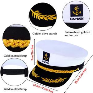 Chapeau de Capitaine Yacht pour Enfant Adulte Casquette Nautique Marine Marin <span class=keywords><strong>Amiral</strong></span> Chapeaux pour Accessoire de Costume d'Halloween - Product Image 5