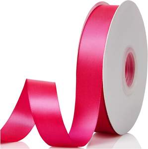 4 cm Polyester Ribbons 100 Yards Ribbon Roll 1.5 Inch Pink Double Face Satin Ribbon with Eternal Rose <b>Flowers</b> - Product Image 1