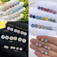 Boucles d'Oreilles VVS Diamant de Grossiste Prix d'Usine en Argent Sterling 925 Moissanite Taille Ronde 5mm 6.5mm 8mm pour Hommes Femmes