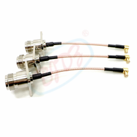 Connecteur MCX mâle à 90 degrés vers prise femelle N à bride 4 trous pour câble pigtail RF RG316 RG178, câble de raccordement, câble d'extension, assemblage