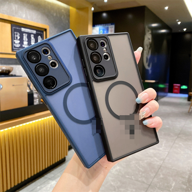 Slim Translucent Matte Anti-Scratch Shockproof Magnetic Phone Case for Samsung S24 Ultra S24 Skin Fell Clear Back Covers