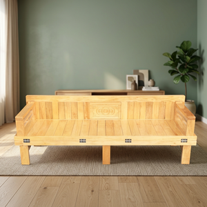 Oak Wood Foldable Convertible <b>Sofa</b> <b>Bed</b> for Living Room & Home Furniture - Product Image 2