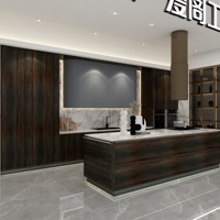 Meubles de cuisine modulaires en bois de haute qualité Aige, design en placage de bois MDF, style Shaker moderne, armoire de rangement pour cuisine, projet villa