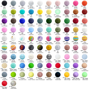 ลูกปัดซิลิโคนทรงกลมสีพื้น ลูกปัดกากเพชรเคลือบสีแบบ Water Transfer จุดประกายสี ผลิตที่ตงกวน สำหรับเด็กอายุ 0-24 เดือน - Product Image 2