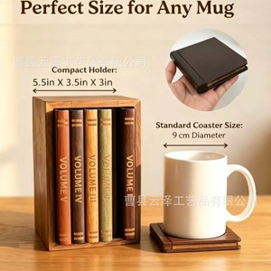 Juego de posavasos cuadrados de madera maciza con forma de libro, aislantes del calor, para vajilla, bebidas, cazuelas y más. - Product Image 5
