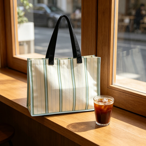 Eco-friendly <b>Canvas</b> <b>Tote</b> Bags Large Capacity Women Grocery Bags Stripe <b>Tote</b> <b>Canvas</b> Bag with Printed Logo - Product Image 6