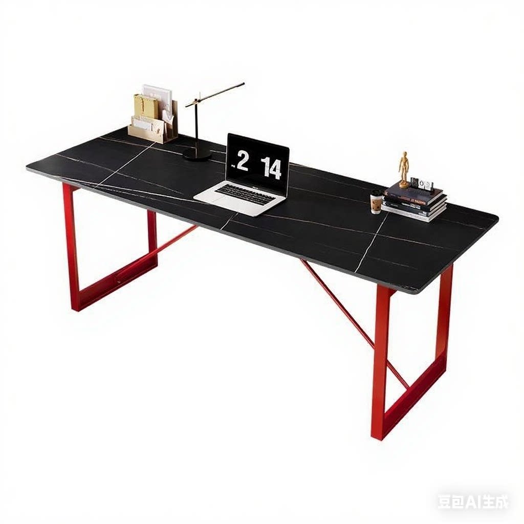 Plateau de table Lauren noir + pieds de table rouges