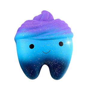 Hot-selling Pu <b>Squishy</b> Cartoon Slow Rebound Starry Sky Teeth Mobile Phone Pendant Squeeze Soft Stress-relieving Toy - Product Image 1