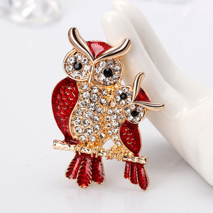 Broche de búho de 18K para mujer, broche de <span class=keywords><strong>Animal</strong></span> con diamantes de imitación de cristal austriaco esmaltado para mujer, broches de diseños de lujo - Product Image 2