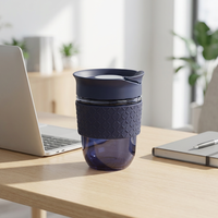 Mug à thé et café en verre borosilicate avec infuseur en acier inoxydable, design dégradé, 360 ml/12 oz, réutilisable, sans BPA, anti-fuite