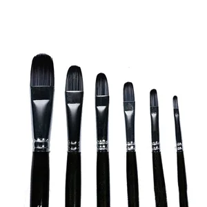 6 pinceaux à tête ronde en poils de belette, poils mélangés, manche en bois noir, fournitures d'art, pinceaux pour peinture à l'huile, pinceaux pour aquarelle, fournitures d'art - Product Image 2
