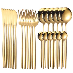 Wholesale Bulk 24Ppcs Kitchen Gold Cutlery Set Flatware 410 Stainless Steel Cutlery Flatware Set