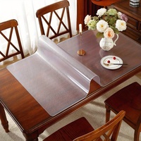 Housse de table transparente givrée de 1,5 mm, protège-table en plastique, tapis de bureau en PVC, nappe imperméable pour cuisine, salle à manger
