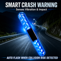Barre lumineuse LED solaire pour voiture, mince, bleue, clignotante, anti-collision, avec capteur de vibration, lampe de signalisation en ABS, facile à installer