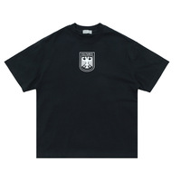 Kaos Katun Hitam Longgar Lengan Pendek dengan Cetakan Grafis Kerah Bulat Gaya Streetwear