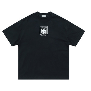 เสื้อยืดผ้าฝ้ายสีดำทรงหลวมแขนสั้นพิมพ์ลายกราฟิกคอกลมเสื้อยืดสตรีทแวร์ - Product Image 5