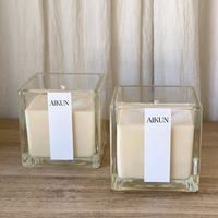 Pot en verre transparent à base carrée AIKUN, logo personnalisé, marque privée, bougie parfumée pour la maison, pour le salon