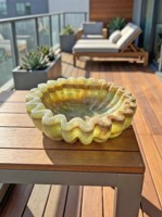 NANWEI STONE Bol à fruits rond en marbre de luxe, style américain, poli, écologique, plat de service, centre de table pour fêtes