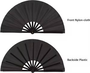 Abanico de mano grande de plástico de color sólido de 33 cm para fiestas rave, abanicos de plástico grandes a precio económico - Product Image 3