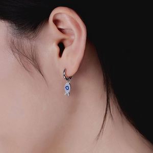 Dylam Summer Ocean Style New Arrival Designer Fine Jewelry S925 <b>Silver</b> Sapphire 5A Zirconia Fish Shape Dangle <b>Hoop</b> Earrings - Product Image 5