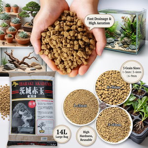 Akadama haute dureté 1-3mm 3-6mm 6-9mm 14L en vrac pour paillis supérieur et bouturage - Product Image 1