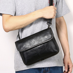 Men's Genuine Leather Crossbody <b>Bag</b> <b>Small</b> <b>Black</b> Durable Everyday Use - Product Image 1