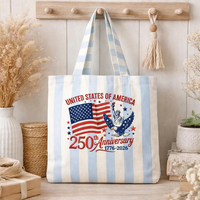 USA 스타즈 드로스트링 백 7월 4일 독립기념일 선물 팩 미국 250주년 기념 스트라이프 캔버스 토트백