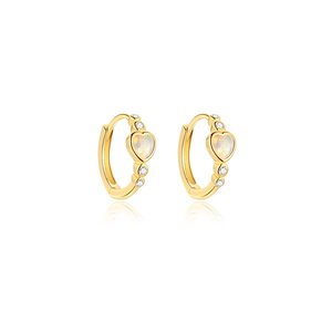 Boucles d'oreilles en or, argent sterling S925, série Saint-Valentin, opale ronde incrustée de zircon - Product Image 2
