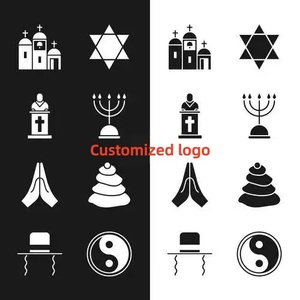 Yihaoyi عالية الجودة شعار مخصص تويل قطن بلون واحد كيبا قبعة يهودية للرجال المسلمين صلاة يومية أزرق كتان مطرز - Product Image 4