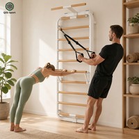 Alternativa al Reformer de Pilates para Montar en la Pared, Escalera Sueca para Gimnasio en Casa, Barra de Yoga para Pared, 11 Peldaños de Haya, Multifunción 4 en 1