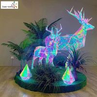 Luces Navideñas para Exteriores, Decoración Navideña, Escultura Luminosa de Reno 3D de Fantasía, Luz LED con Motivos