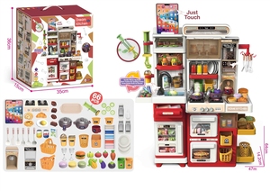 Jouet de <span class=keywords><strong>cuisine</strong></span> pour enfant, maison de jeu, 66 cm, avec double armoire, fonction pulvérisation, table à manger, et kit de pâte à <span class=keywords><strong>modeler</strong></span> avec fonction d'enregistrement - Product Image 3
