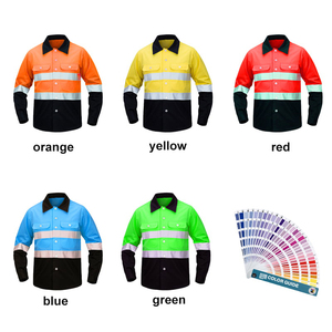 Kemeja seragam kerja garis reflektif, pakaian keamanan industri disesuaikan untuk pria, pakaian konstruksi - Product Image 3
