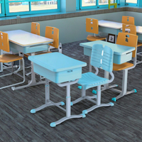 Meubles de classe écologiques et durables RSD, table d'étude individuelle pour étudiant et chaises d'école avec bureau