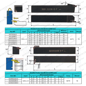 Inserts GR GER SNGR/L & SIGER & SGESR & <span class=keywords><strong>SGEL</strong></span> Porte-outil de tournage à rainure interne antichoc pour rainure de petit diamètre - Product Image 3