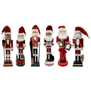 Adornos navideños de Cascanueces de madera Figuras de decoración navideña Marioneta para estantes y mesas Adornos