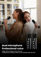 Altavoz Karaoke Bluetooth Portátil Retro de Madera con Dos Micrófonos Inalámbricos y Audio Nítido para Fiestas Familiares y Campamentos