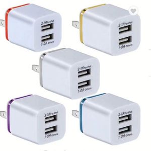Cheapest Price USB Wall Charger Dual Charger <b>Block</b> US/EU Multi Colors 2pin Fast Charger Box for Iphone for Huawei - Product Image 1