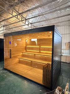 Sauna a Vapore Moderna Finlandese Personalizzata per Esterni in Legno di Cedro Rosso con Stufa Elettrica a Infrarossi per Tutto il Corpo - Product Image 4