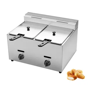 6L+6L stainless Steel deep fryer Counter Top Gas Fryer with 2 Basket Fried chicken kitchen equipment